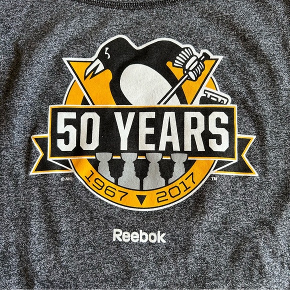 NWT | NHL Reebok | Pittsburgh Penguins Long Sleeve | Heather Gray |  Small - Picture 2 of 12